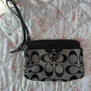 Coach Signature Black and Gray Wristlet